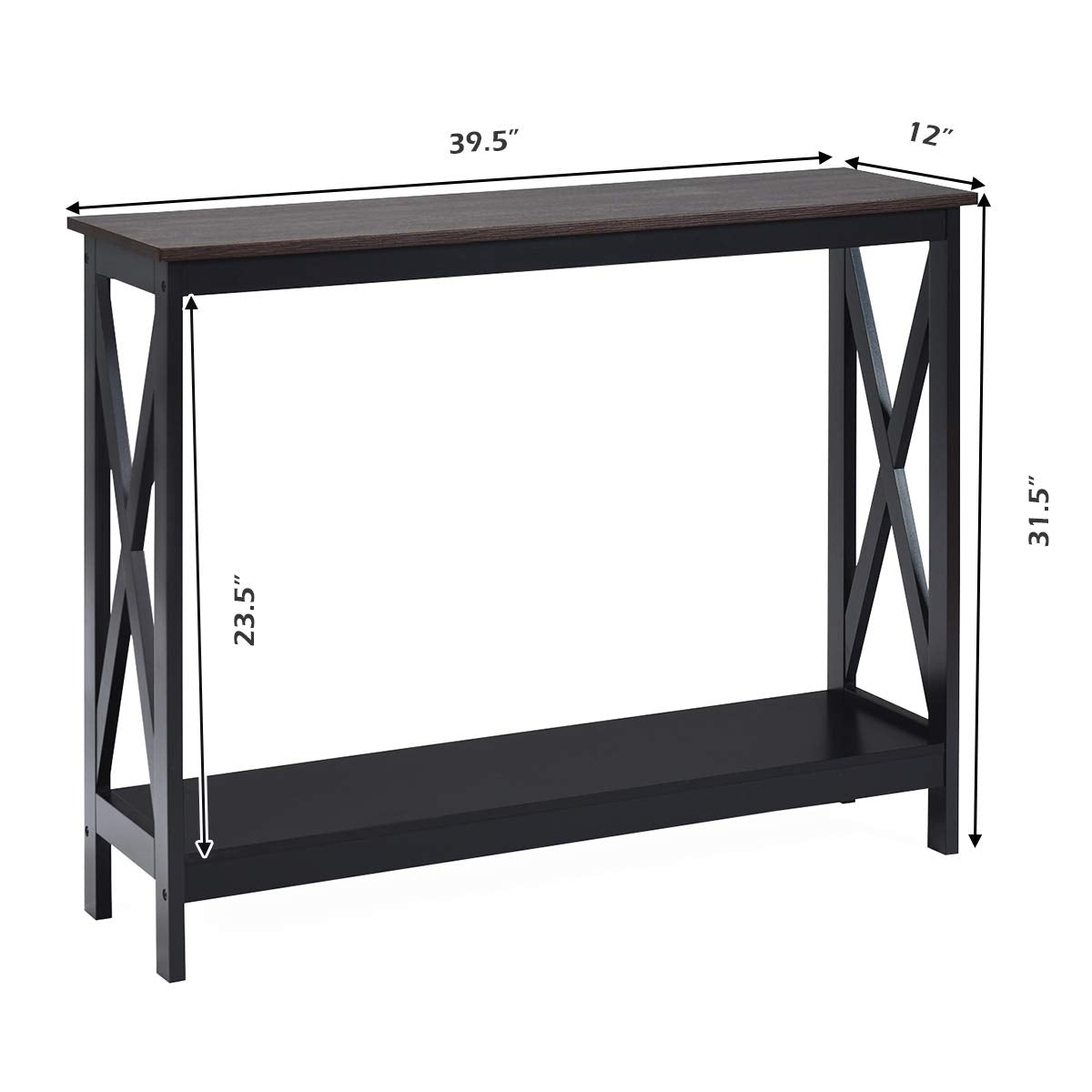 Giantex Console Table 2-Tier with Storage Shelf,X-Design Bookshelf