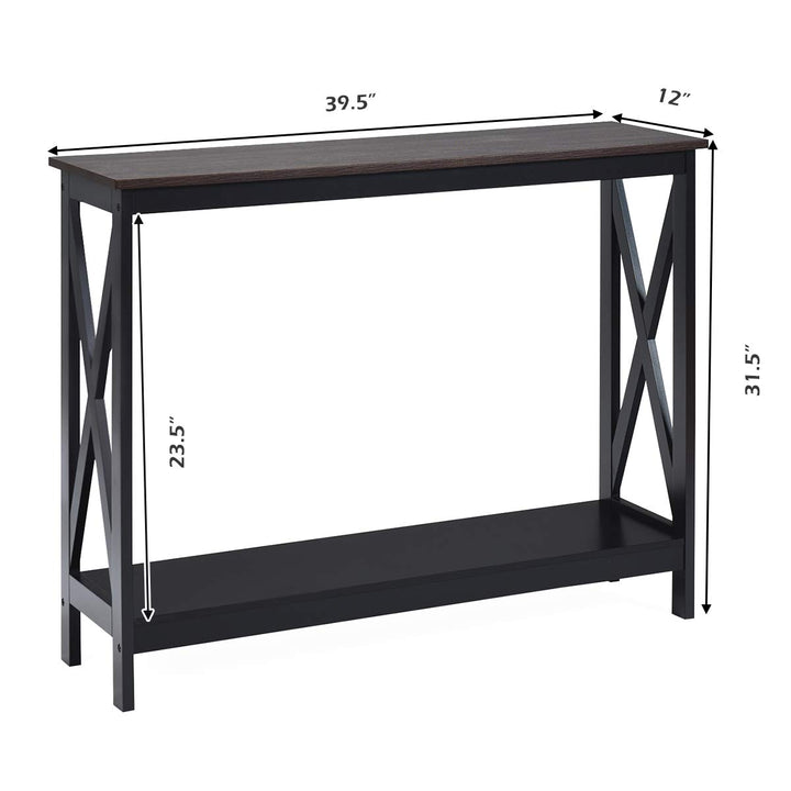 Giantex Console Table 2-Tier with Storage Shelf,X-Design Bookshelf
