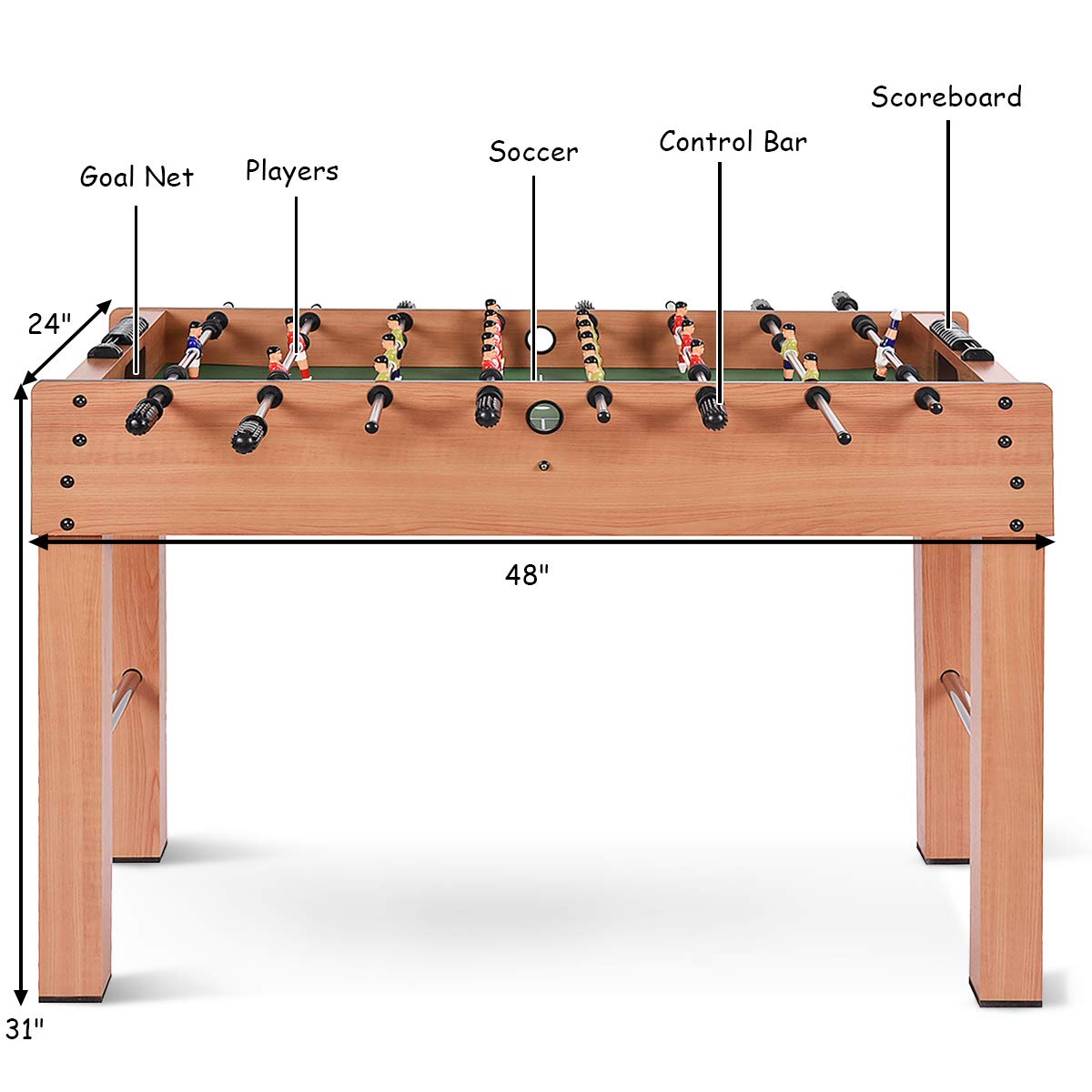 Giantex 48'' Wooden Soccer Table Game w/ Footballs