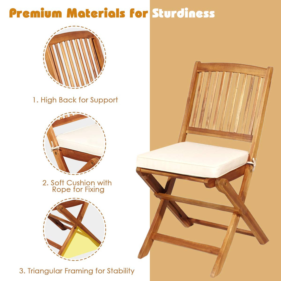 Giantex 3Pcs Patio Bistro Set, Wood Folding Table Set