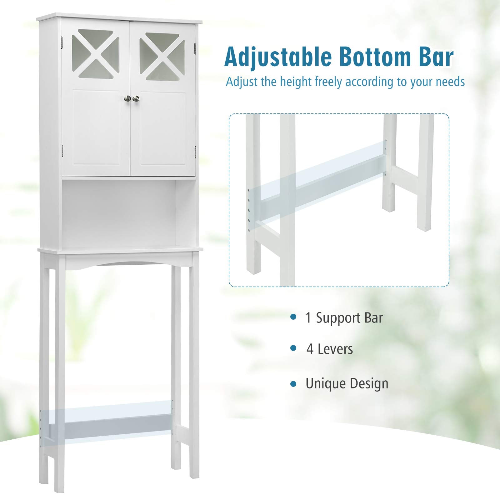 Over-The-Toilet Bathroom Space Saver with Adjustable Shelf