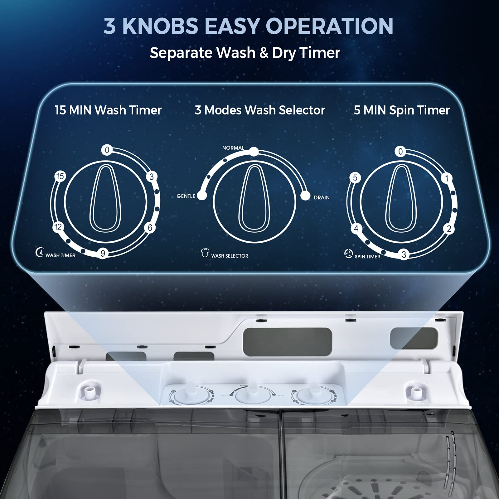 Compact Mini Laundry Washer for Apartment and Home (White & Gray)