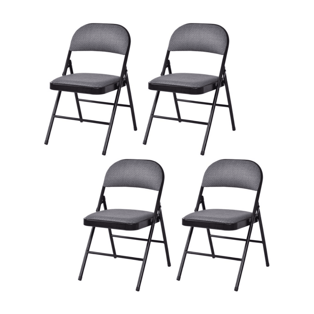 4-Pack Folding Chairs with Metal Frame and Fabric Upholstered Padded Seat - Giantexus