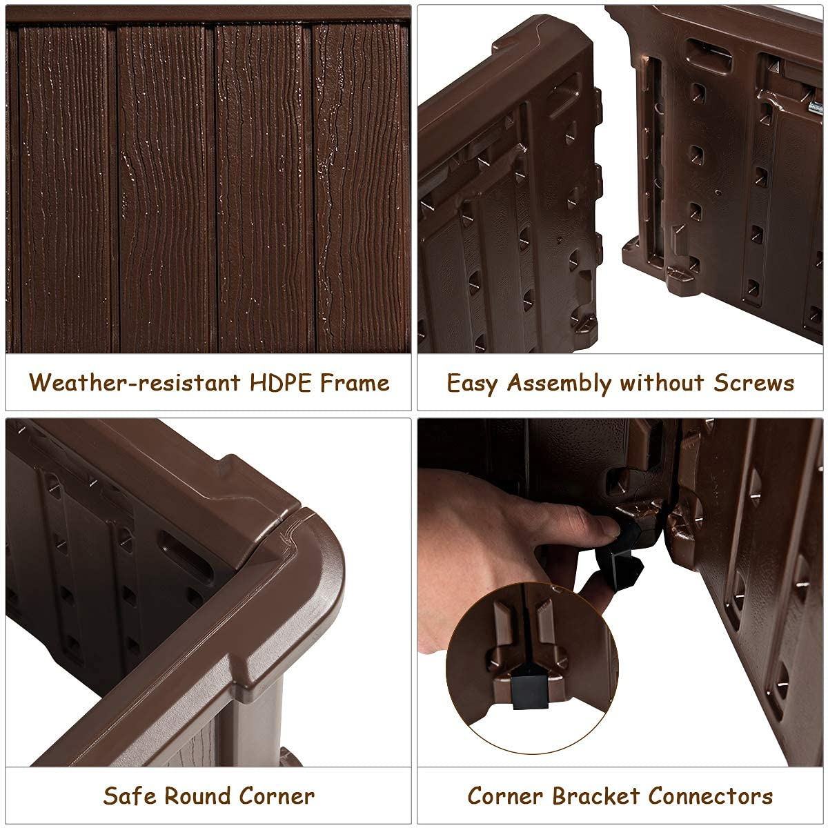 Planter for Flower Vegetables (48.5''Lx48.5''Wx12''H, Brown)