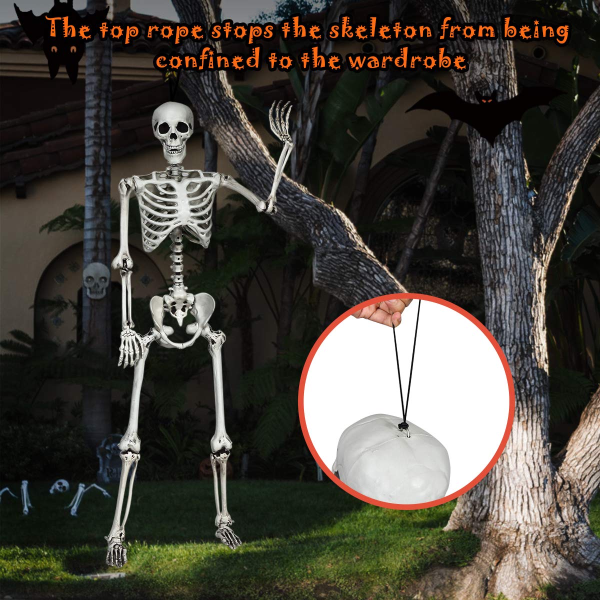 5.4 Ft Halloween Skeleton, Life Size Realistic Human Bones