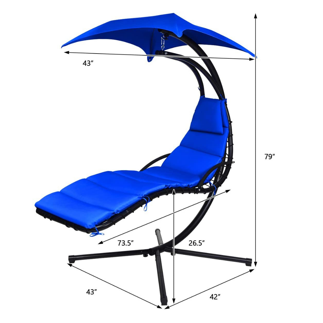 Hanging Chaise Lounger Chair, Arc Stand Porch Swing Chair - Giantex