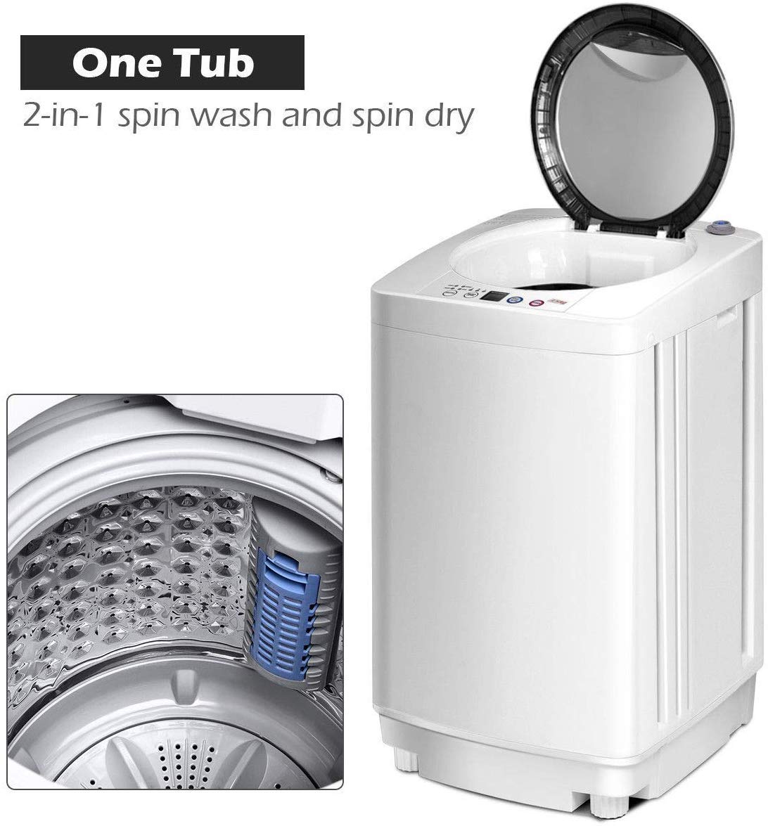 ZENY™ Portable Full-Automatic Washing Machine with 10 Programs 8 Water  Levels 8lbs Capacity