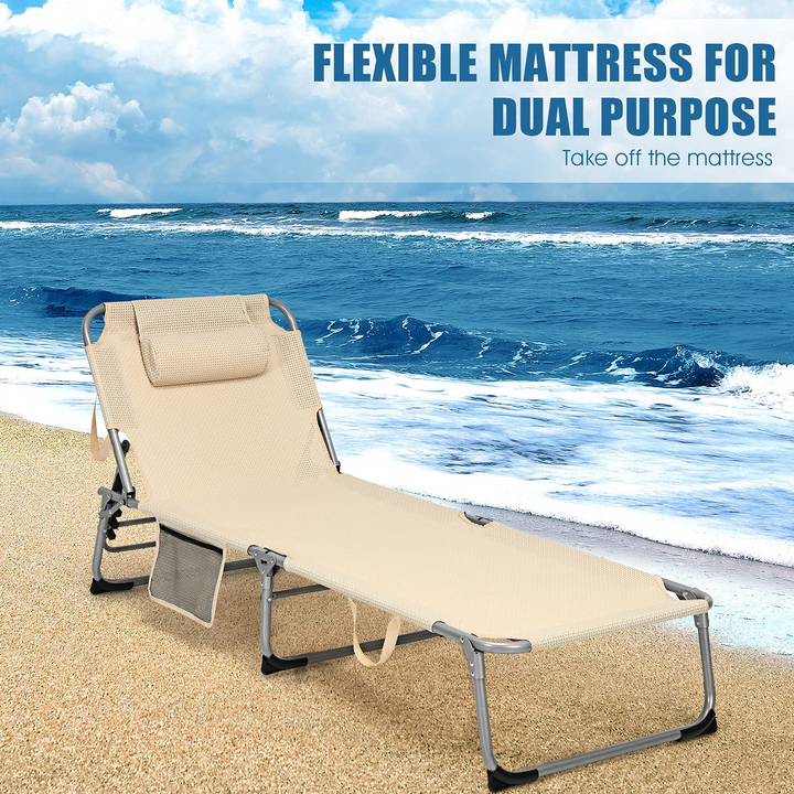 Giantex Lounge Chair Chaise Lounger, Beach Recliner with Mattress