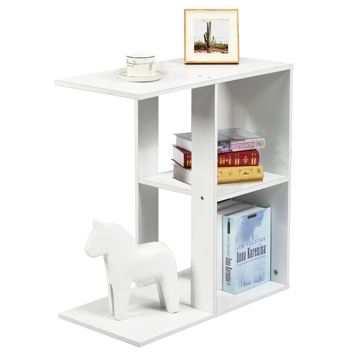 Giantex End Table C Shaped Side Table with Storage Shelf Snack Table TV Tray for Coach
