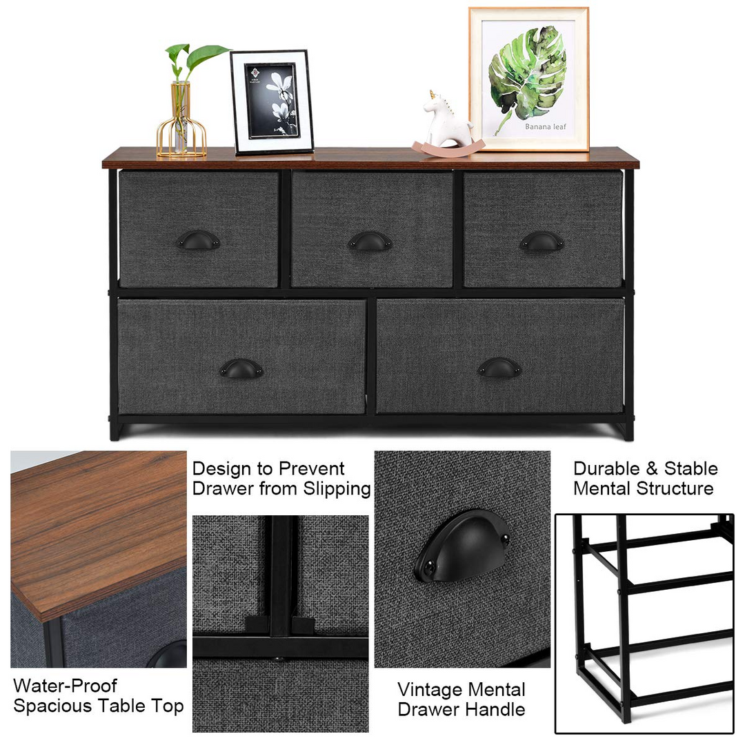 Giantex Dresser Storage Tower W/ 5 Foldable Cloth Storage Cubes