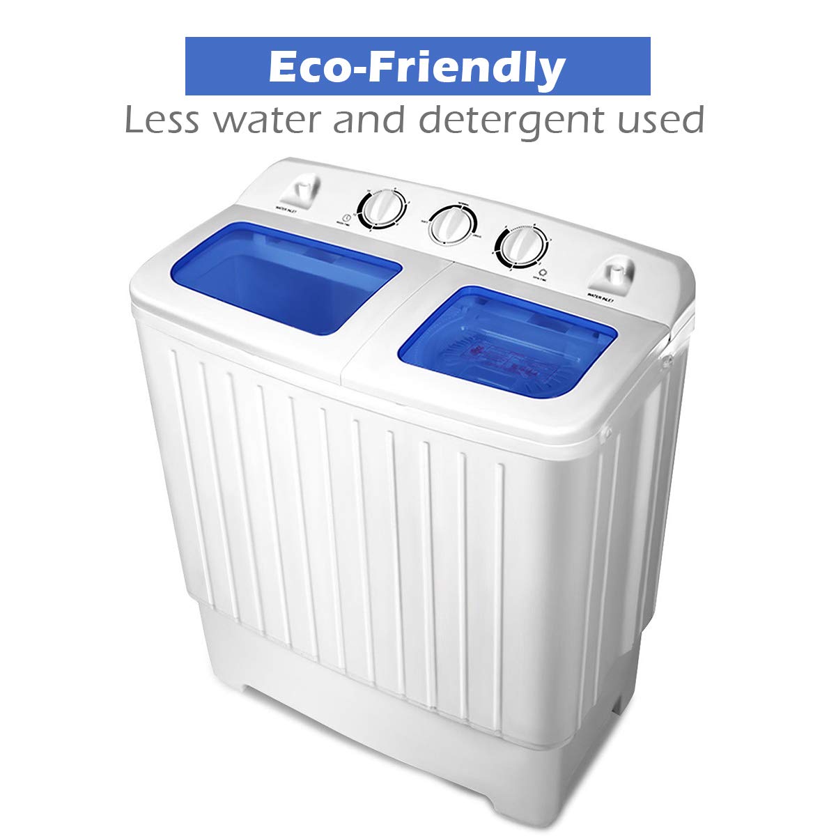 20 lbs Washer Spain Spinner Portable Washing Machine, Blue+ White