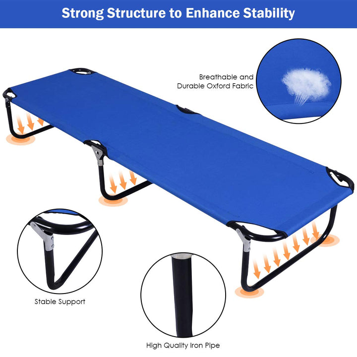 Giantex Blue Folding Camping Bed Outdoor Portable Army Military Camping Bed