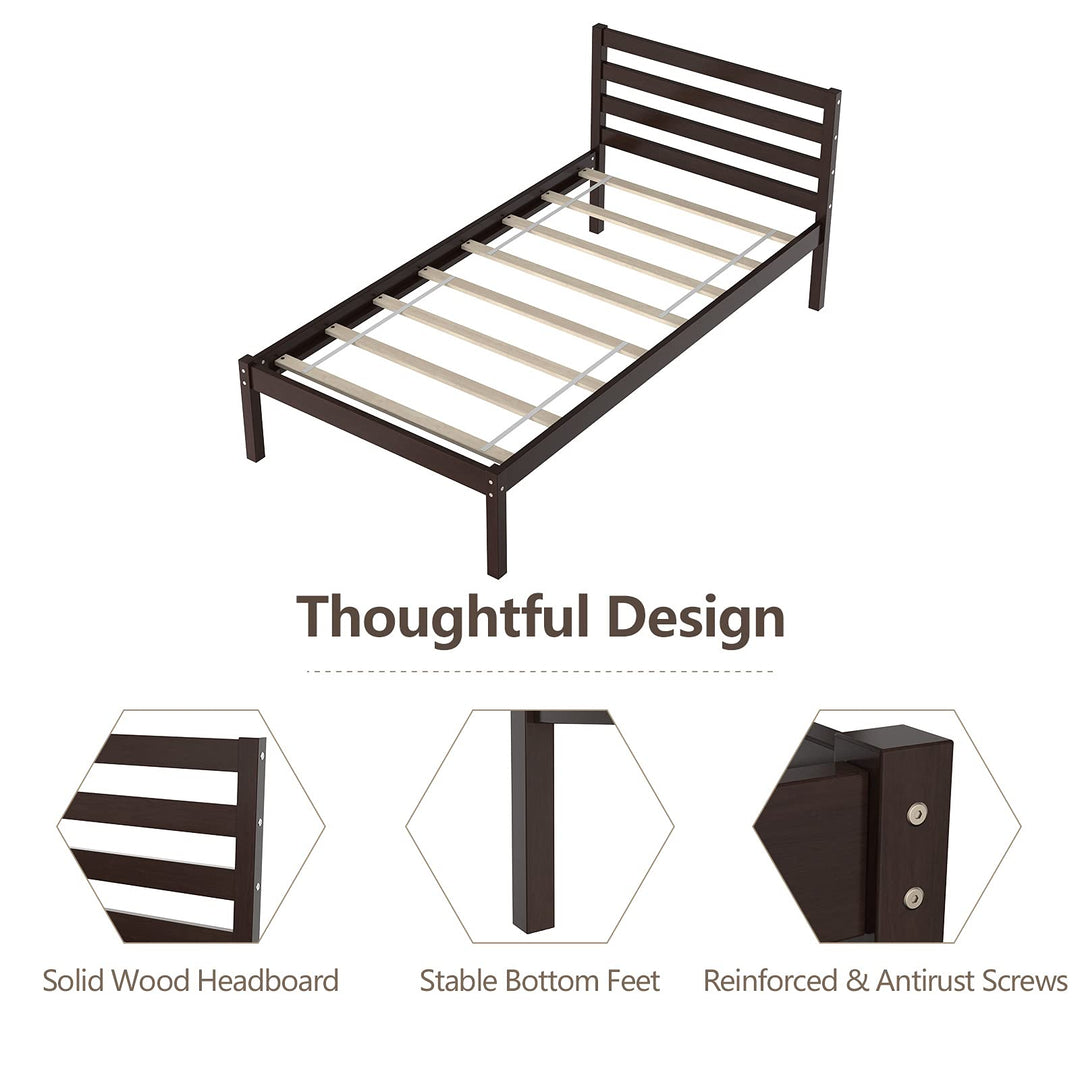 Giantex Wood Slat Support, No Spring Needed, Bed Mattress Foundation, Espresso (Twin)