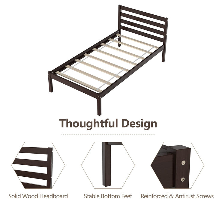 Giantex Wood Slat Support, No Spring Needed, Bed Mattress Foundation, Espresso (Twin)