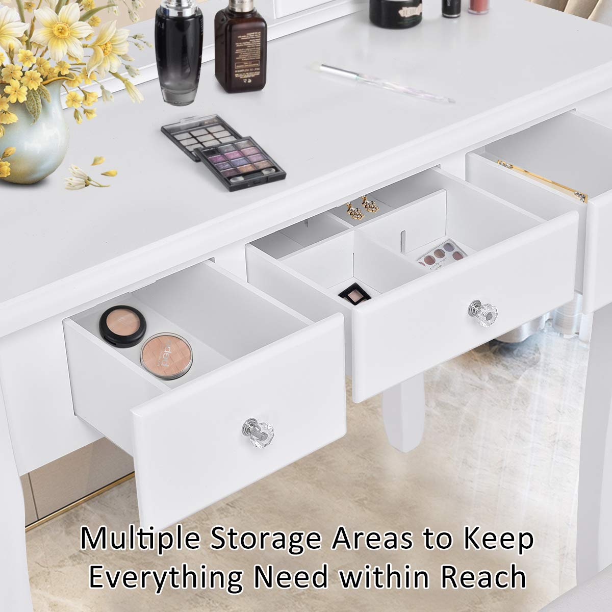 Giantex Makeup Dressing Table Large Storage with 5 Drawers