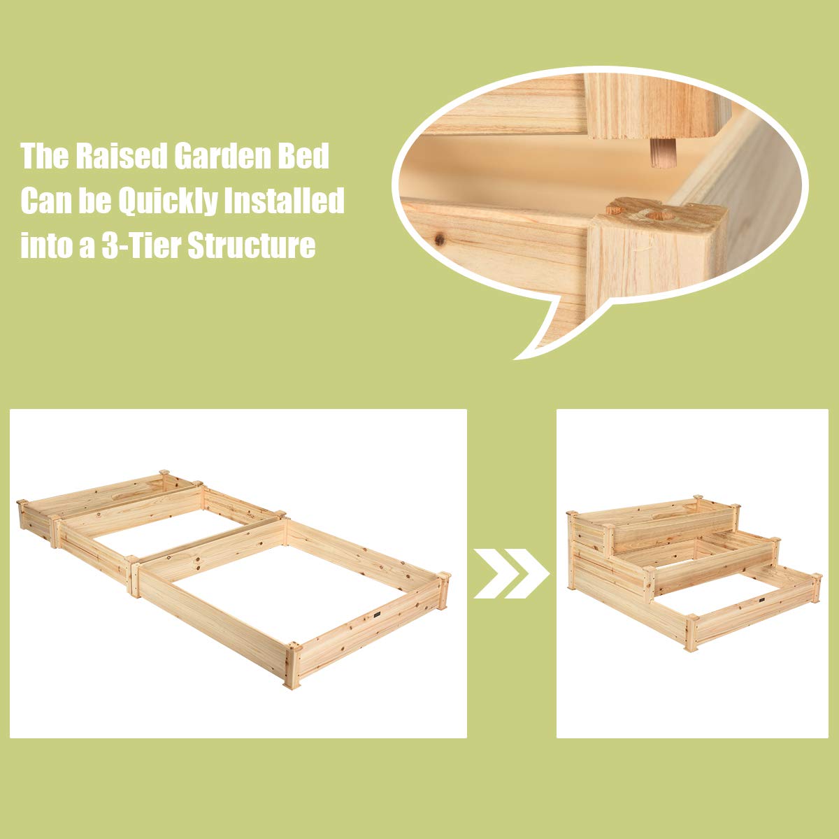 3 Tier Raised Garden Bed, 49'' x 49'' x 22"  (L x W x H)