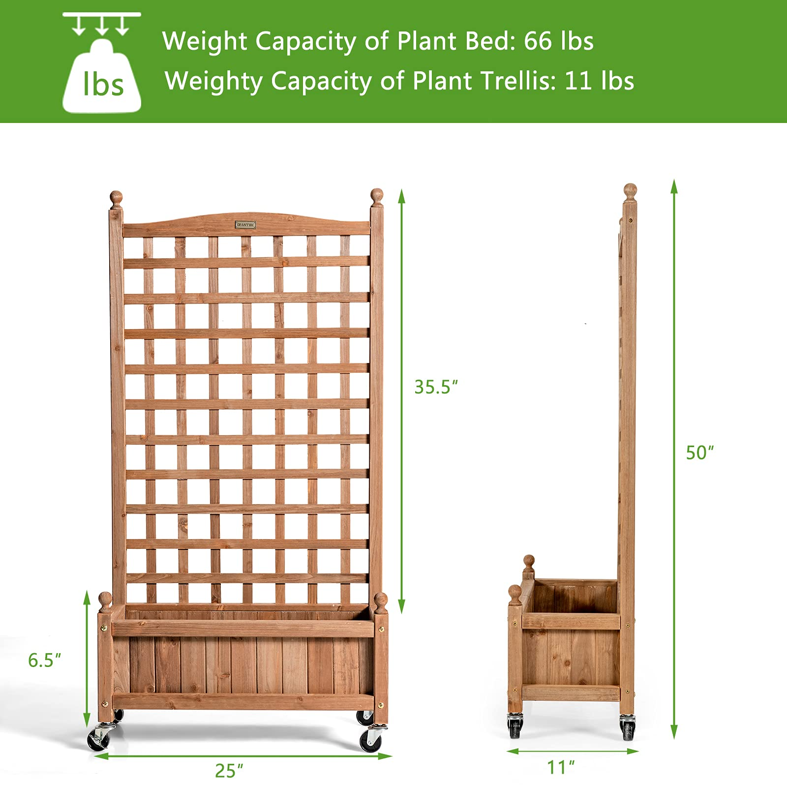 Flower Box for Plant Climbing (25'' x 11'' x  50'')