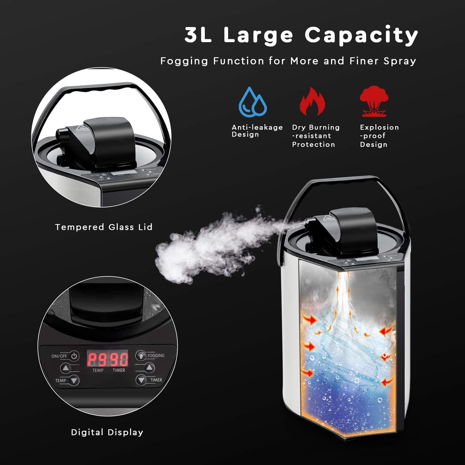 Steam Sauna Portable Therapeutic Sauna 3L Blast-Proof Remote Control