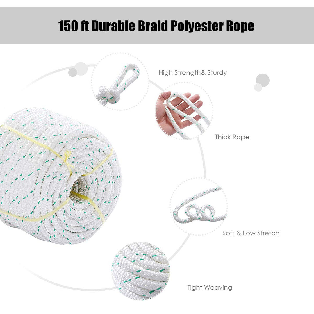 Giantex 3/7" Durable Braid Polyester Rope, White
