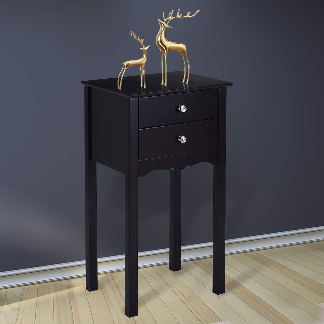 Giantex End Table w/ 2 Drawers Side Table Nightstand Multi-Purpose Accent Table Living Room Bedroom Home Furniture