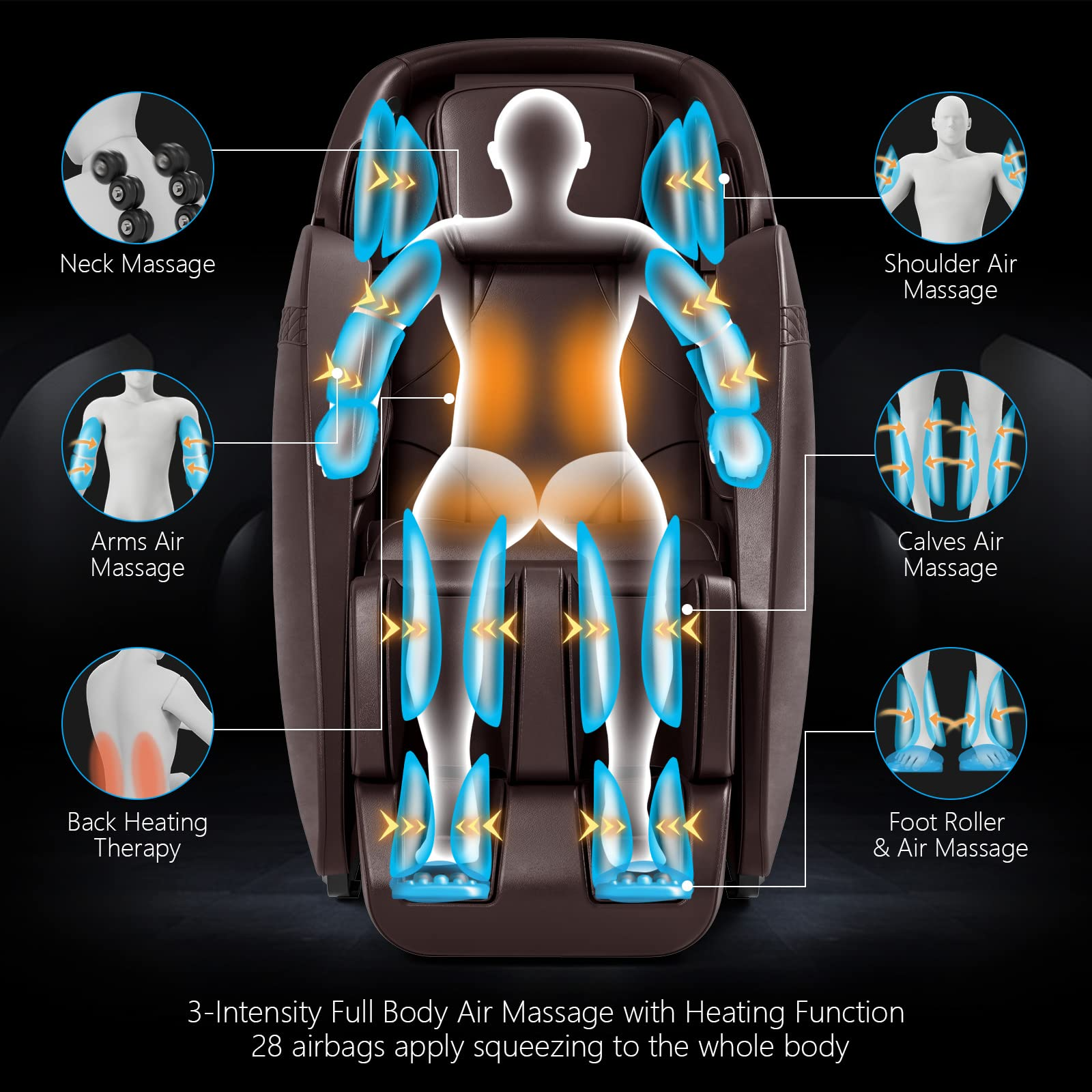 Giantex SL Track Massage Recliner Zero Gravity W/Negative Ion Generator