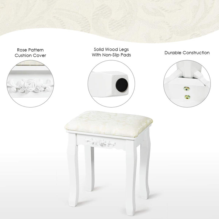 Giantex Vanity Stool Makeup Bench Dressing Stools Retro Wave Foot Floor Pad