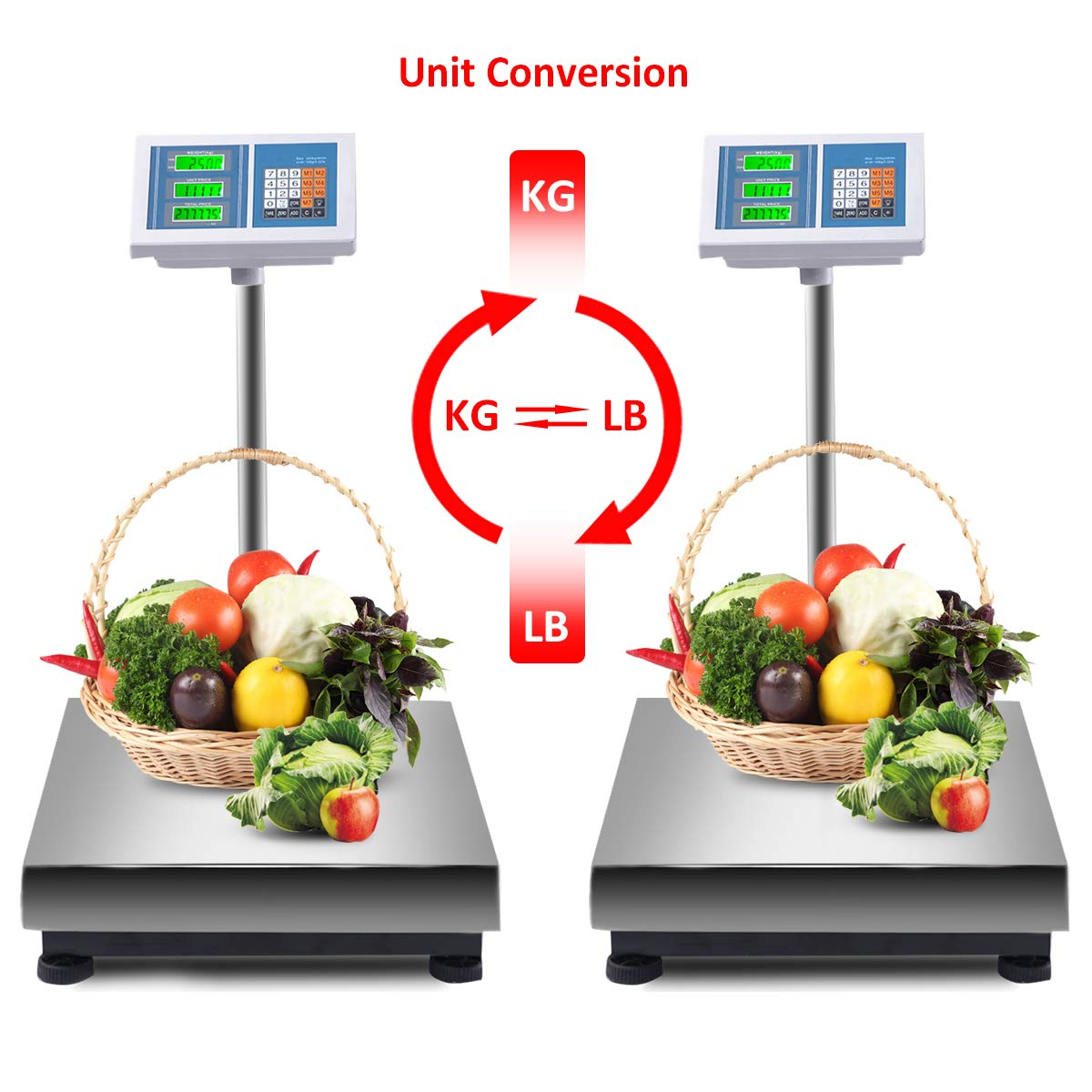 Giantex 660lbs Weight Computing Digital Scale Floor Platform Scale Postal Scale Accurate Shipping Mailing LB/KG Price Calculator, Silver - Giantexus