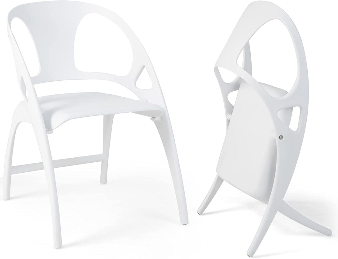 Giantex Folding Dining Chairs Set of 2/4, Outdoor Plastic Dining Chairs with Armrest and High Backrest