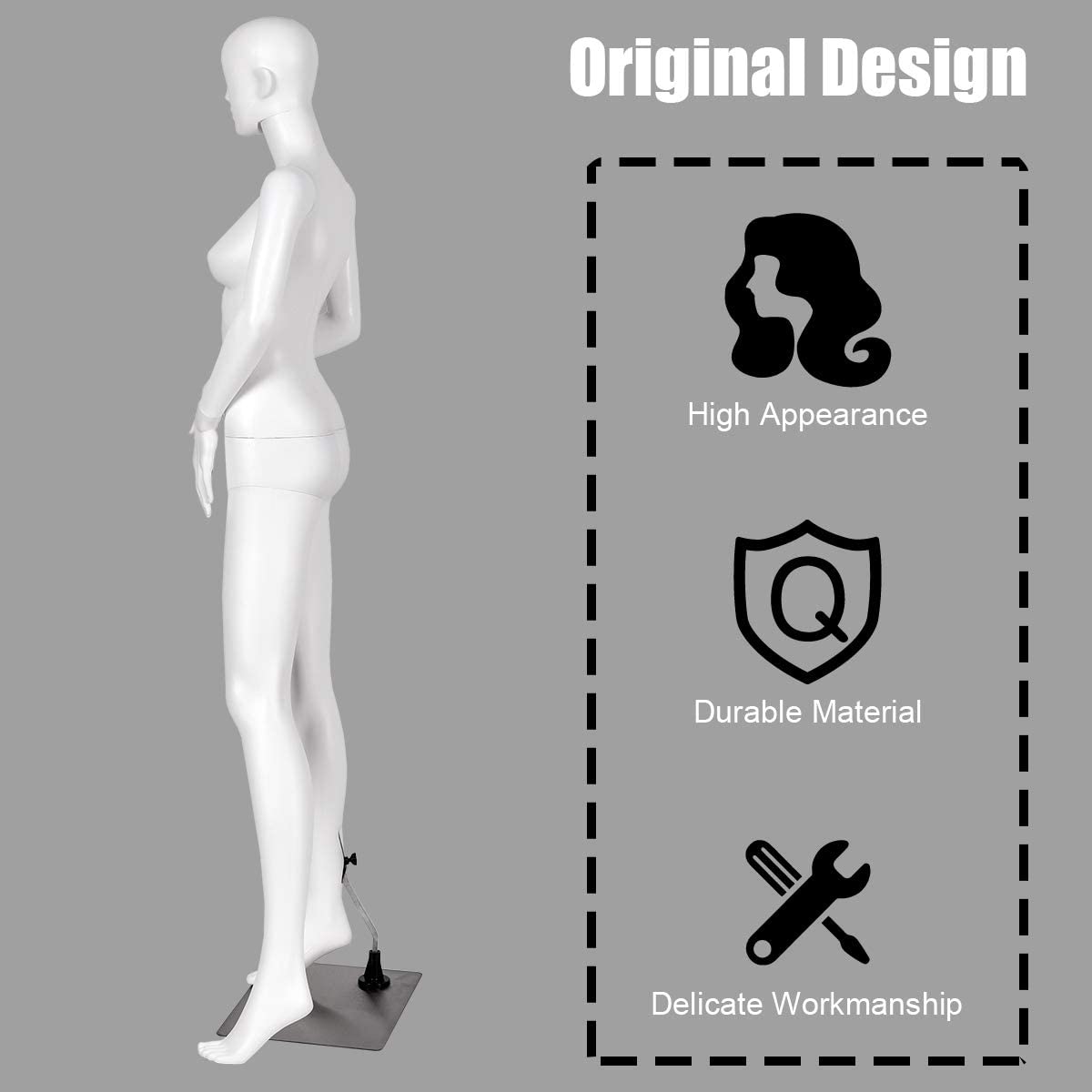 Female Mannequin Dress Form Display Manikin Torso????o?5.8 FT, White - Giantexus