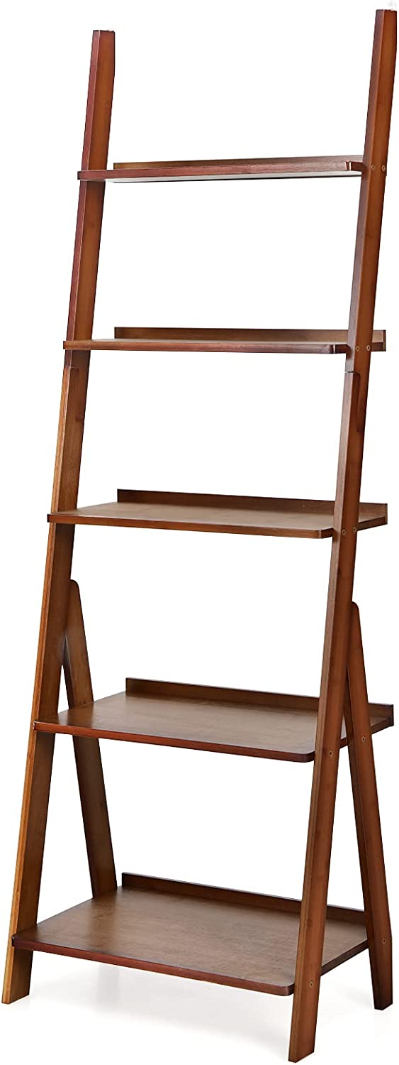 Giantex 5-Tier Ladder Shelf, Multipurpose Freestanding Display Leaning Storage Shelves