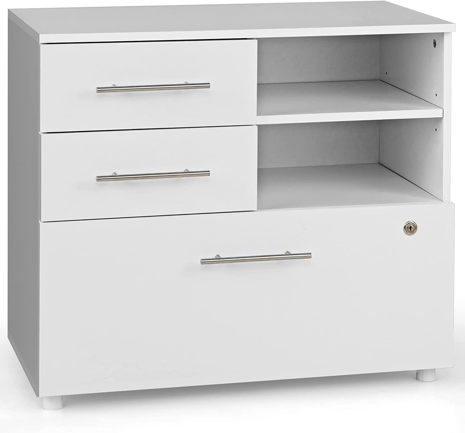 Giantex 3-Drawer Lateral File Cabinet - Under Desk Printer Stand with Storage Shelves