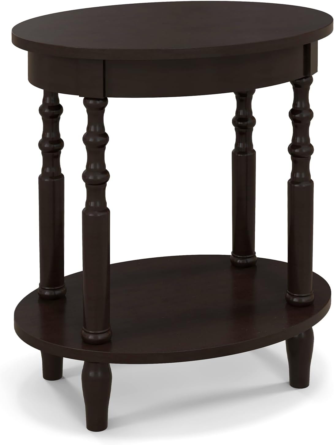 Giantex End Table with Storage Shelf Set of 2, 24.5" Oval Round Side Table with Solid Wood Legs