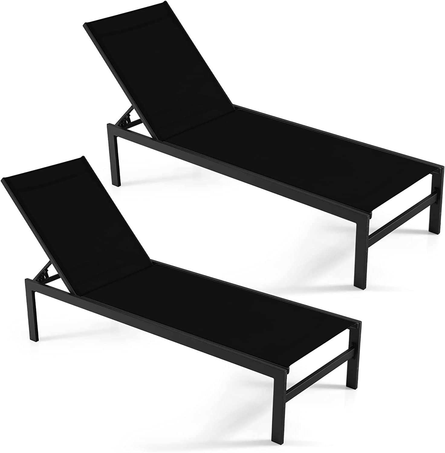 Giantex Patio Chaise Lounge Chair, Outdoor Sunbathing Chair Lawn Reclining Lounger with 6 Adjustable Position