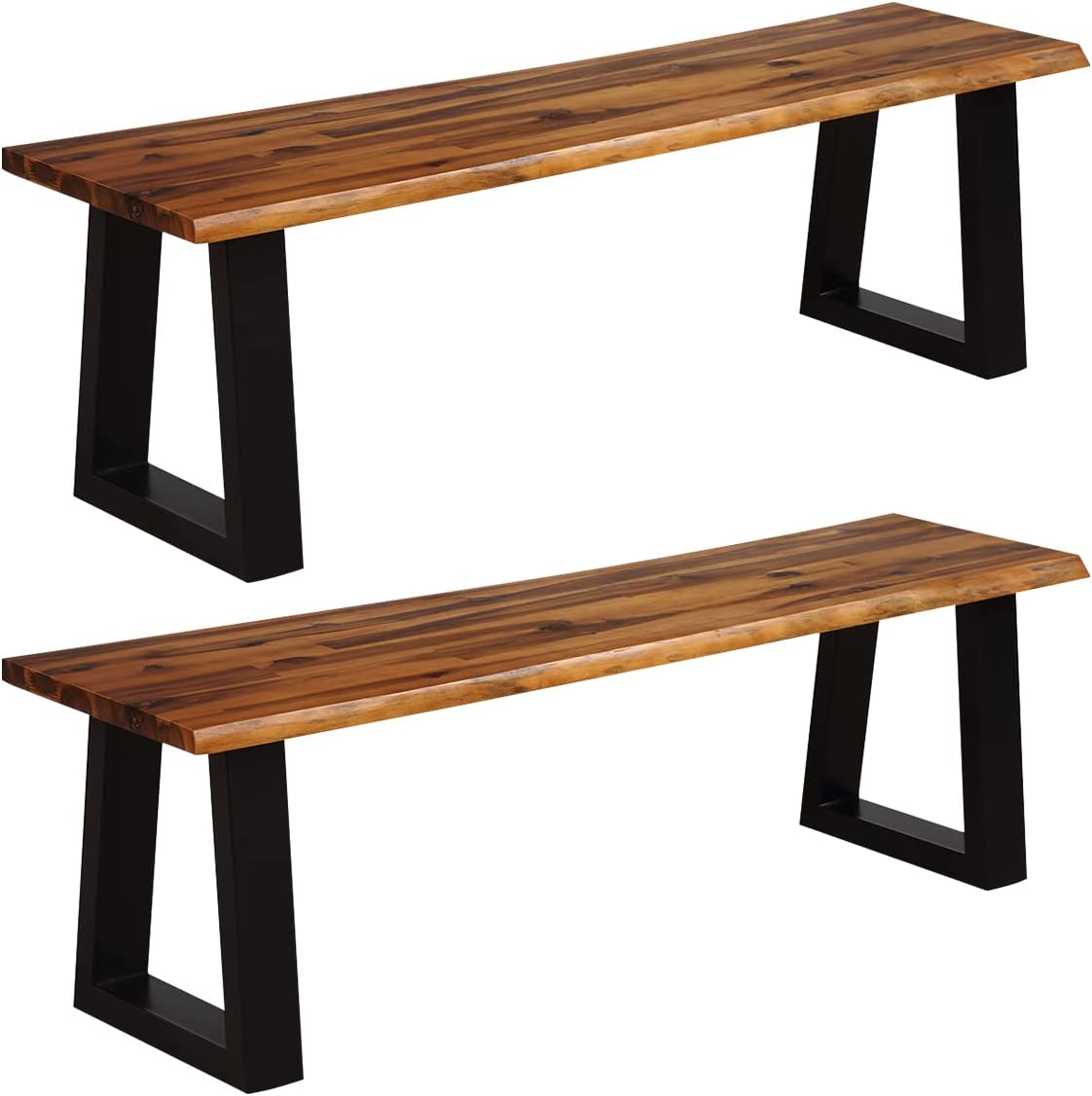Giantex Wooden Dining Bench Seating Rustic Indoor &Outdoor Furniture (Rustic Brown&Black)