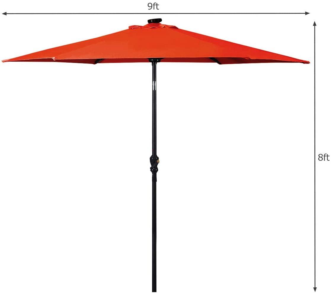 9ft Market Patio Umbrella w/Solar Lights - Giantexus