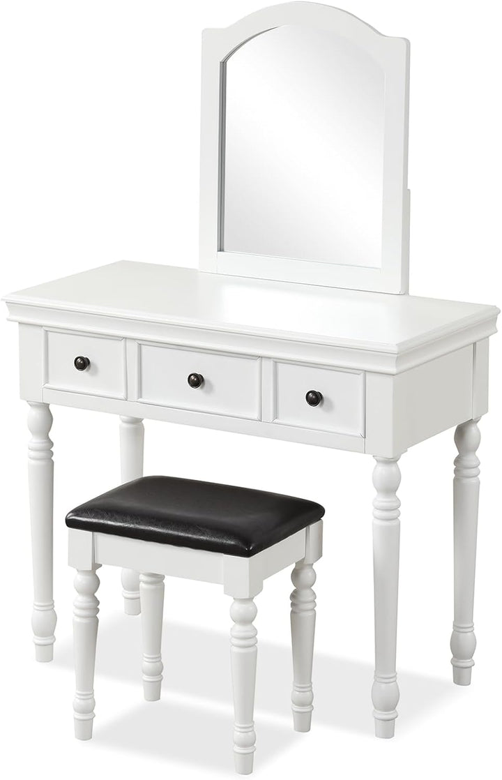 CHARMAID Makeup Vanity Desk with Mirror and Stool, Vanity Table Set with Large Mirror, 3 Drawers, Cushioned Stool