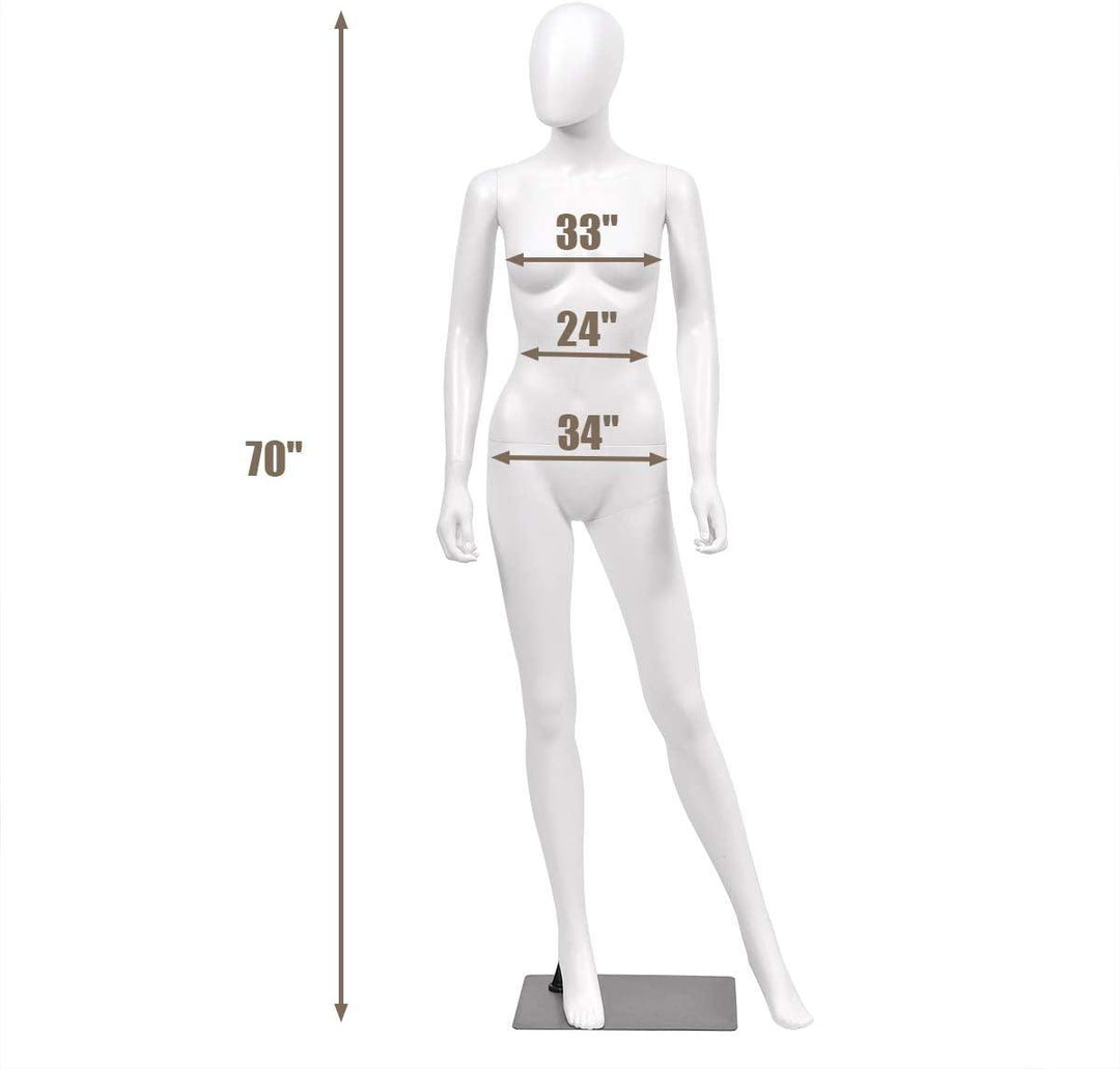 5.8 FT Female Mannequin Adjustable Detachable Manikin - Giantexus