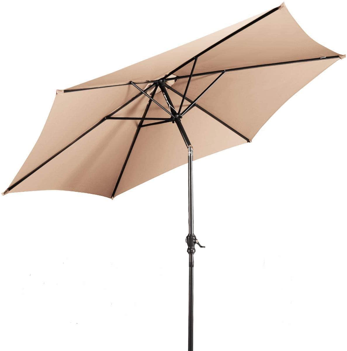10ft Outdoor Patio Umbrella, Market Table umbrella w/ Tilt Adjustment and Crank, 180G Polyester - Giantexus