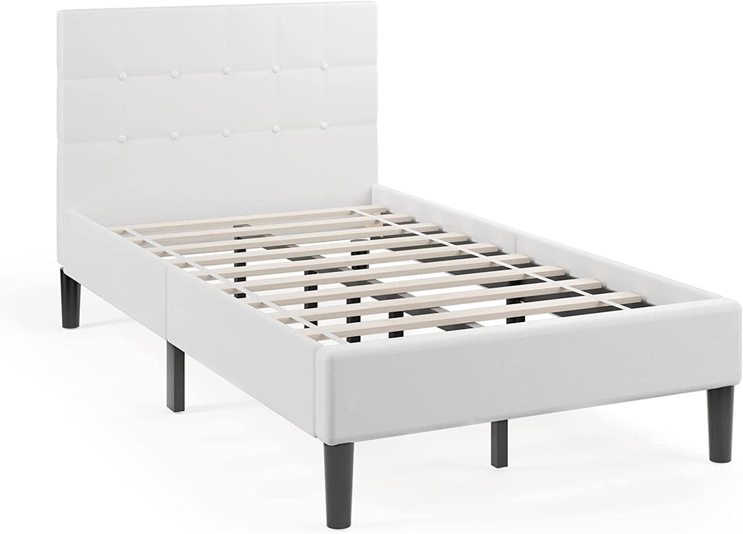 Platform Bed with Button Tufted Headboard | Upholstered Bed Frame