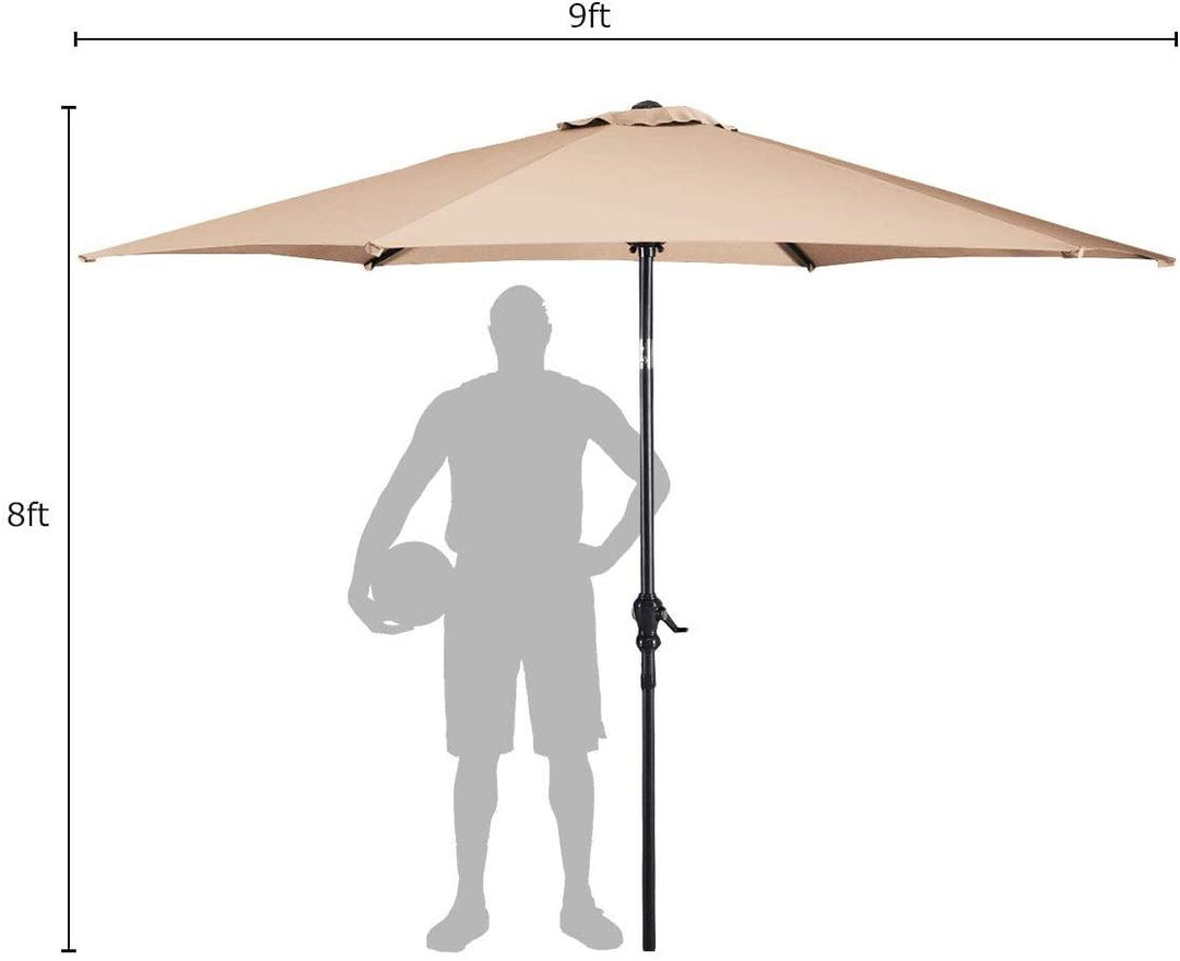 Giantex 9ft Patio Umbrella Outdoor, Market Table Umbrella w/ Push Button Tilt and Crank - Giantexus