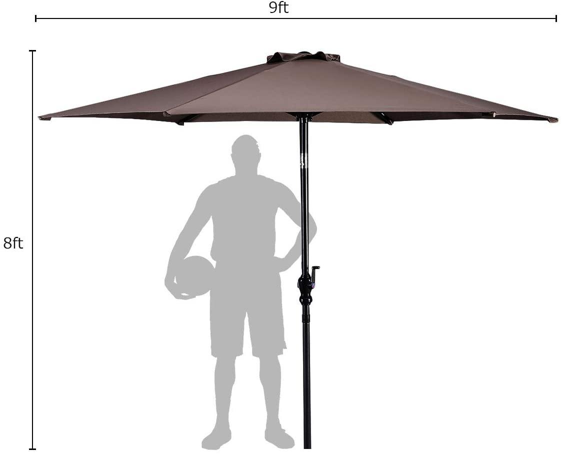 Giantex 9ft Patio Umbrella Outdoor, Market Table Umbrella w/ Push Button Tilt and Crank - Giantexus
