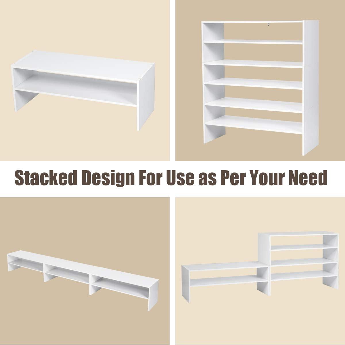 3-in-1 Shoe Rack, 5-Tier Shoe Organizer, Wood Storage Shelf for Shoes - Giantexus