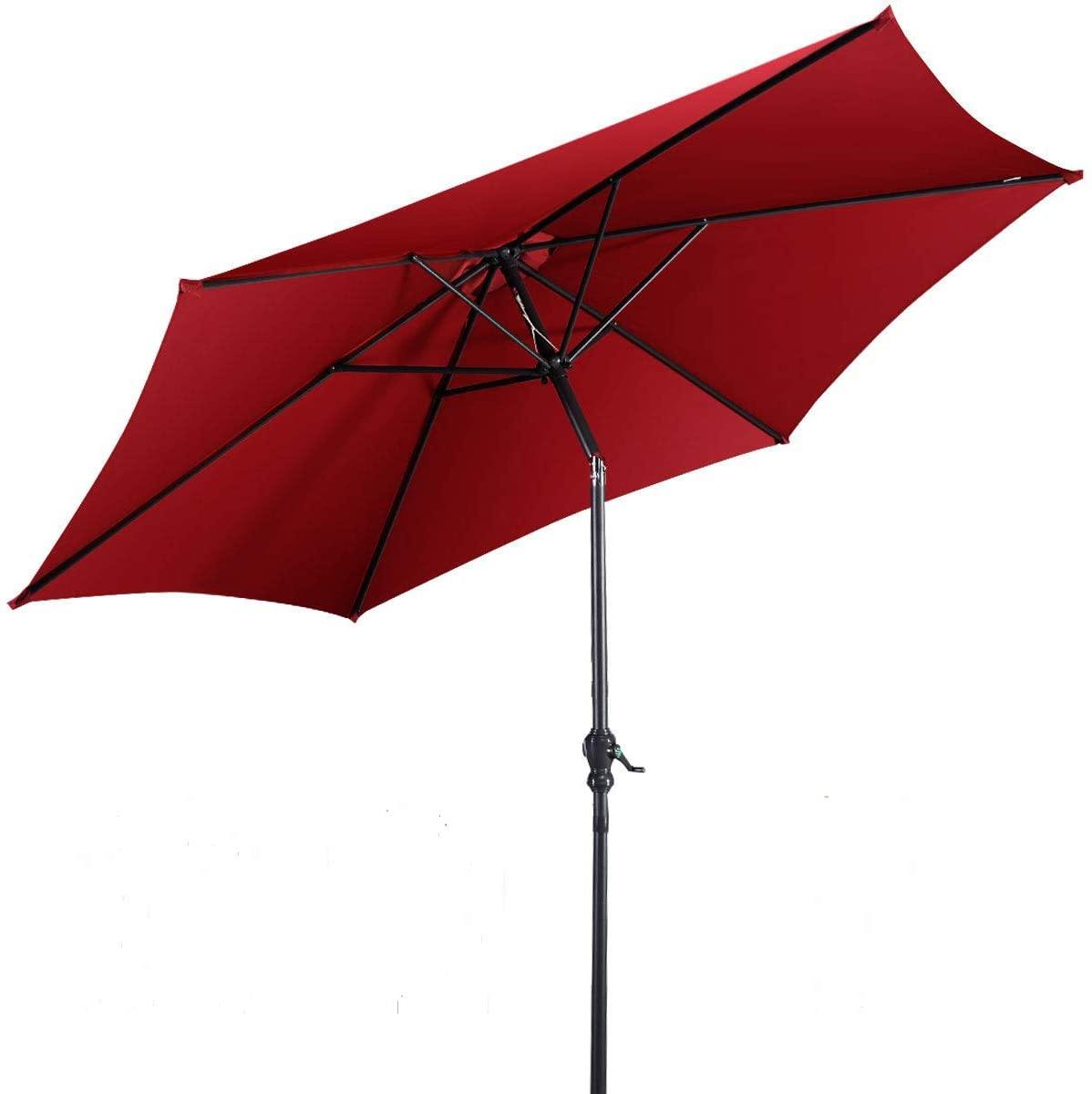 10ft Outdoor Patio Umbrella, Market Table umbrella w/ Tilt Adjustment and Crank, 180G Polyester - Giantexus