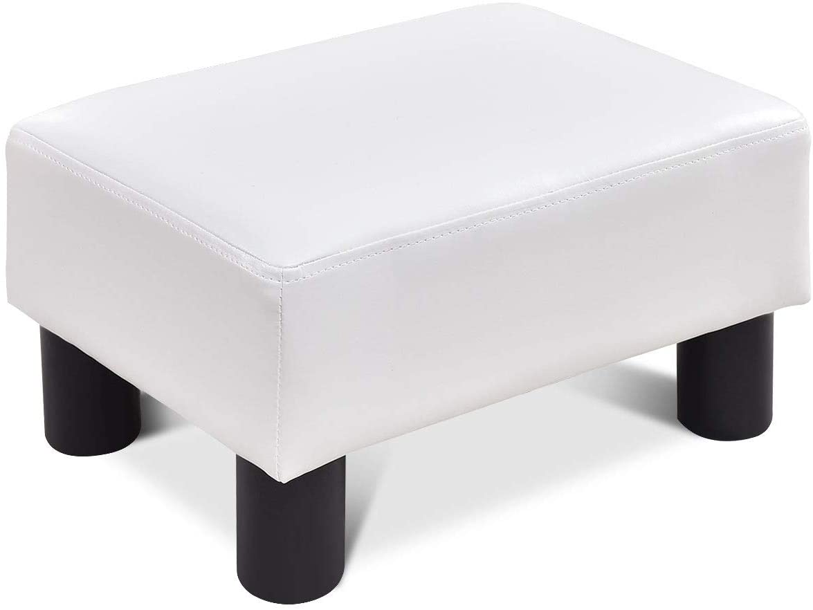 Giantex 16" Small Footstool PU Leather Ottoman Footrest Modern