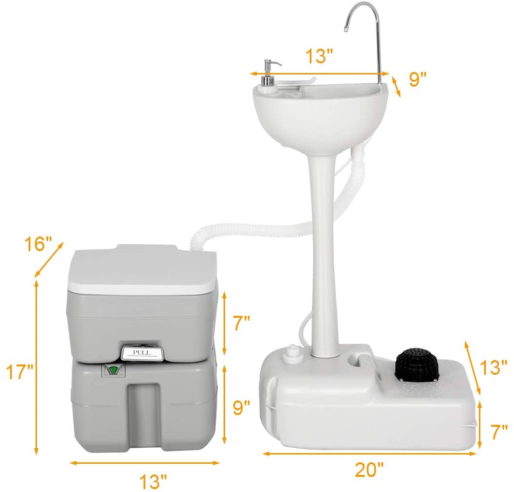 Outdoor Wash Sink and Potable Toilet Set