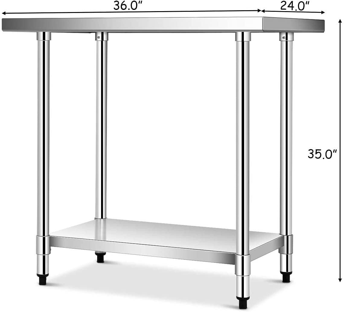 Giantex Stainless Steel Work Table with Shelf Commercial Kitchen Food Prep Table - Giantexus