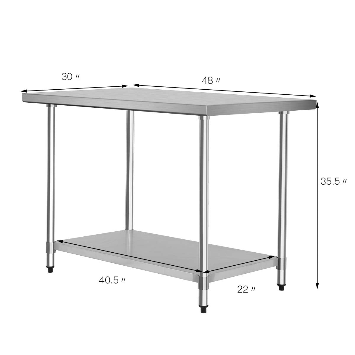 Giantex Stainless Steel Work Table with Shelf Commercial Kitchen Food Prep Table - Giantexus