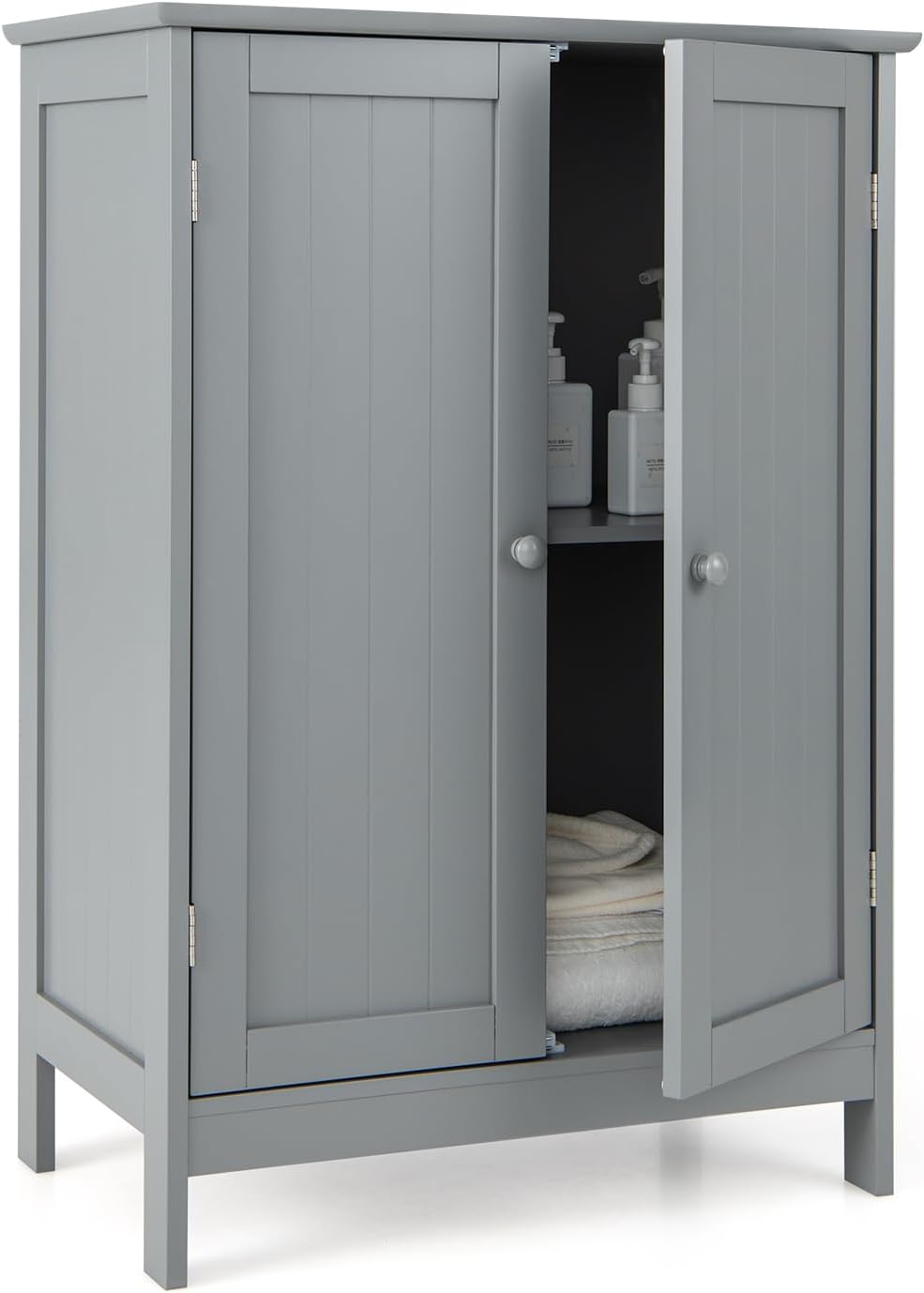 Giantex Storage Cabinet with Doors and Shelves - Freestanding Storage Organizer with Anti-Tipping Device
