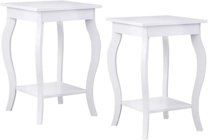 16" End Table W/Storage & Shelf Curved Legs Home Furniture for Living Room