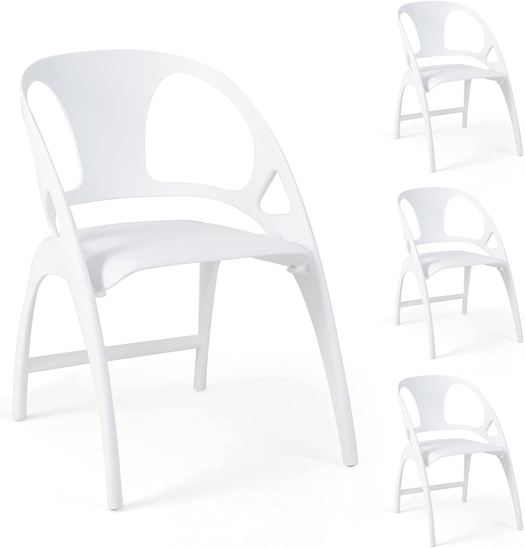 Giantex Folding Dining Chairs Set of 2/4, Outdoor Plastic Dining Chairs with Armrest and High Backrest